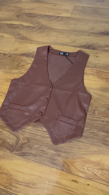 BROWN LEATHER VEST